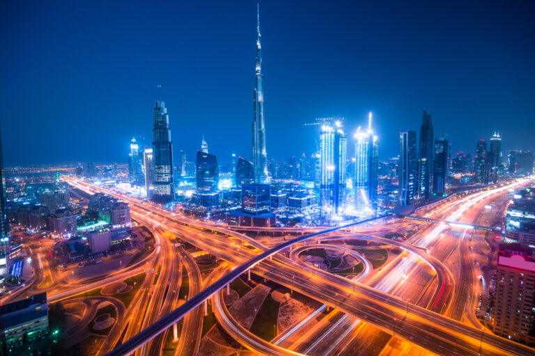 Dubai skyline at night